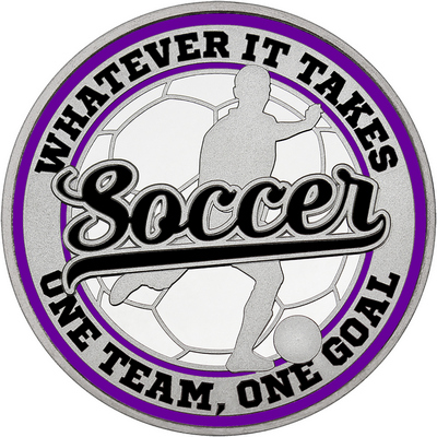Black "Soccer" with Purple Outer Circular Borders